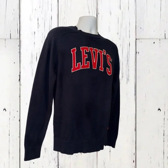 Levi’s Logo Sweatshirt Men’s Medium Navy Blue Crewneck Pullover